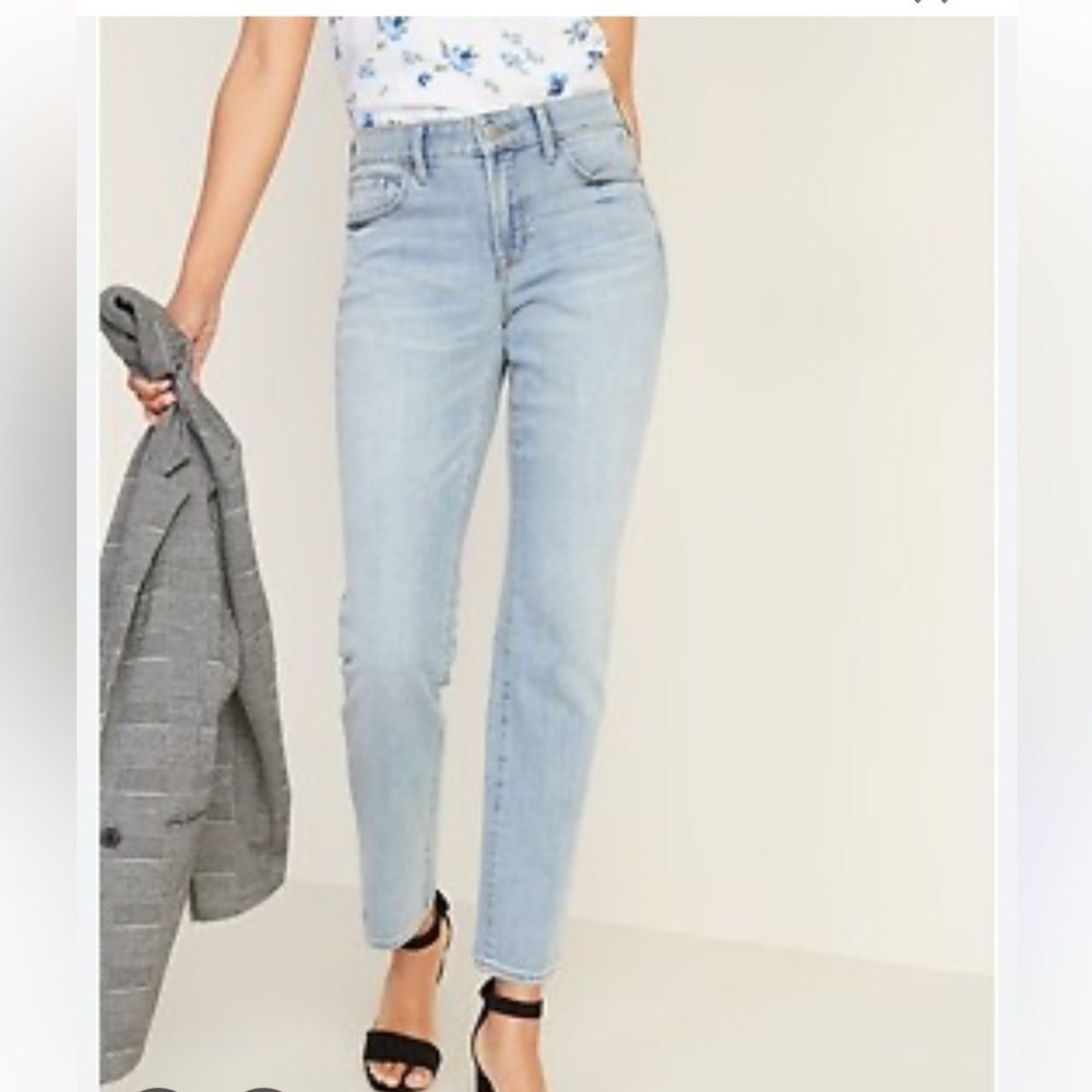 Light Wash Mid Rise Slim Straight Leg Jeans Old Navy 8